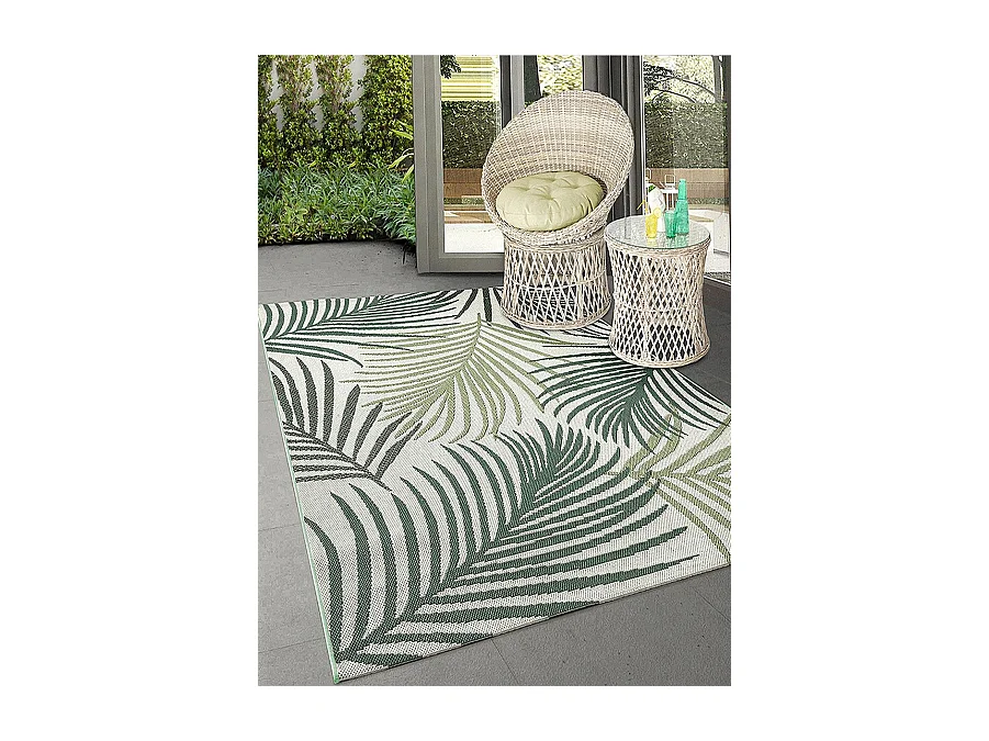 Tapis Machka d'extérieur palmier, Vert, 160 x 220 cm