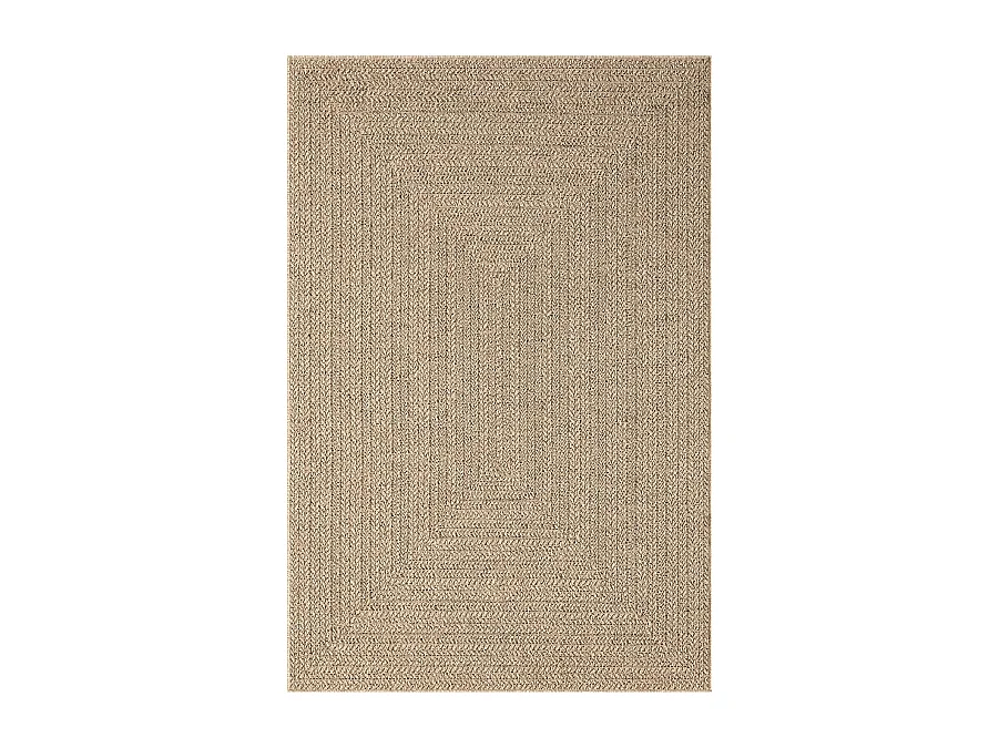 Tapis Kansas intérieur extérieur jute uni résistant intempéries terrasse - Nature - 240 x 340 cm