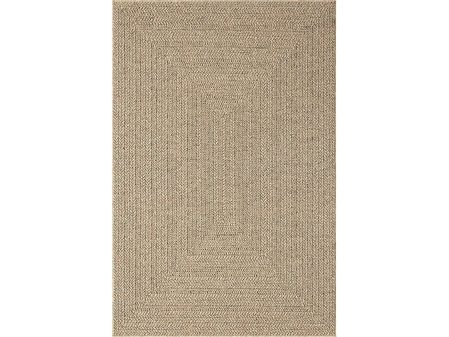 Tapis Kansas intérieur extérieur jute optique uni résistant intempéries terrasse - Nature - 240 x 340 cm