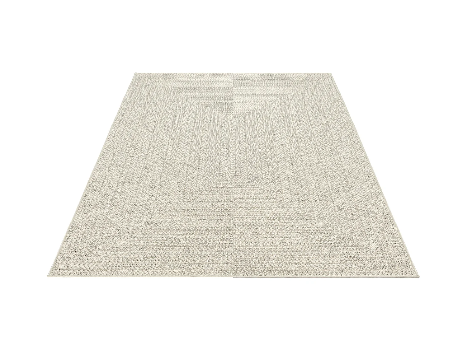 Tapis Kansas intérieur extérieur jute uni résistant intempéries terrasse - Crème - 140 x 200 cm