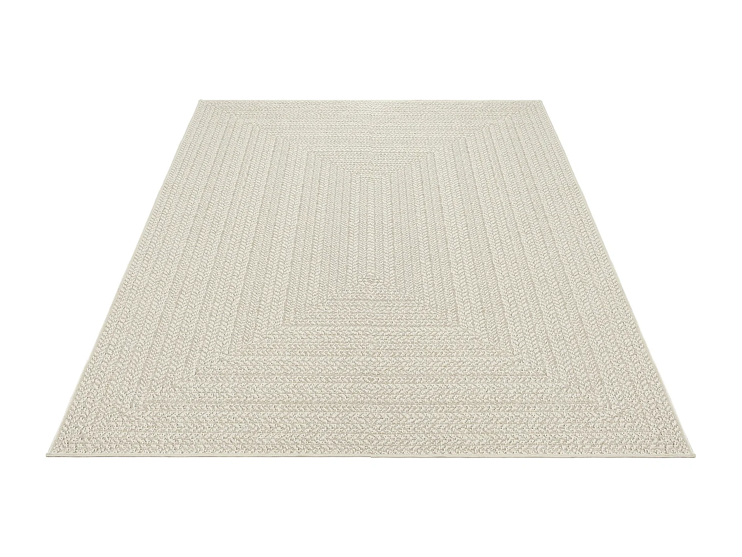 Tapis Kansas intérieur extérieur jute uni résistant intempéries terrasse - Crème - 140 x 200 cm