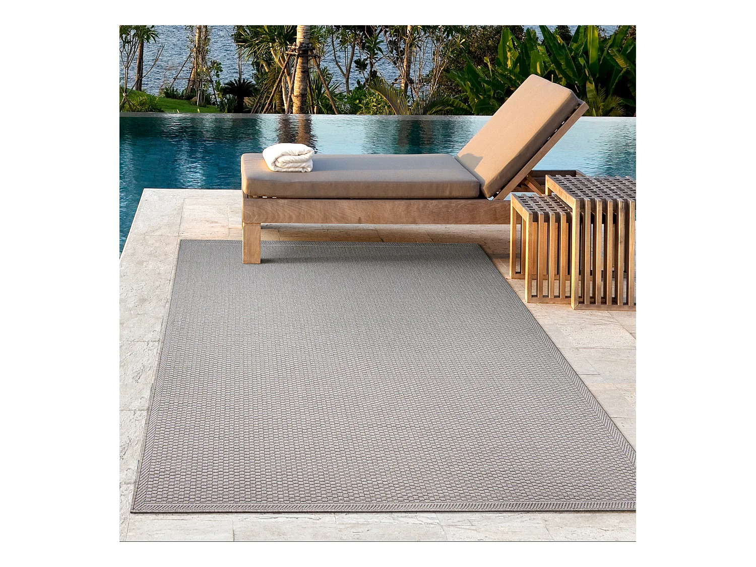 Tapis Toulouse d'extérieur uni, Gris, 160 x 220 cm