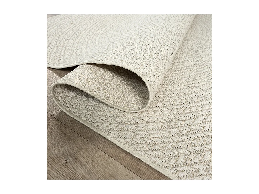 Tapis Kansas intérieur extérieur jute résistant intempéries terrasse - Crème - 200 x 290 cm