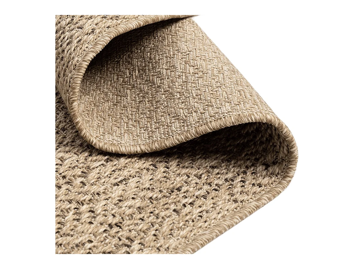 Tapis Kansas intérieur extérieur jute uni résistant intempéries terrasse - Nature - 60 x 180 cm