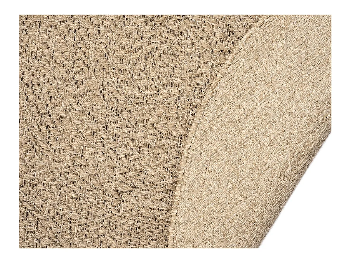 Tapis Kansas intérieur extérieur jute résistant intempéries terrasse - Nature - 120 cm, Rond