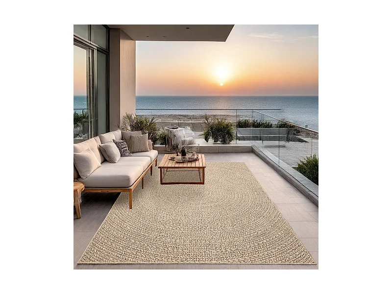 Tapis Kansas intérieur extérieur jute résistant intempéries terrasse - Nature - 200 x 290 cm