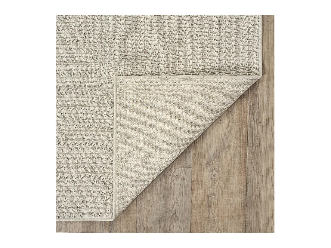 Tapis Kansas intérieur extérieur jute uni résistant intempéries terrasse - Crème - 80 x 150 cm