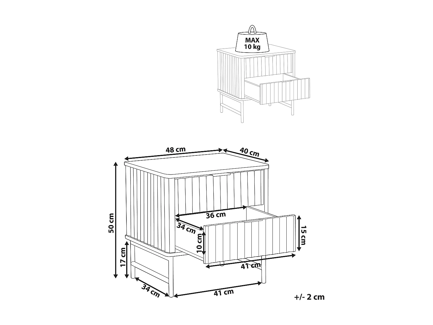 Table de nuit à 2 tiroirs GLASTONBURY Noir