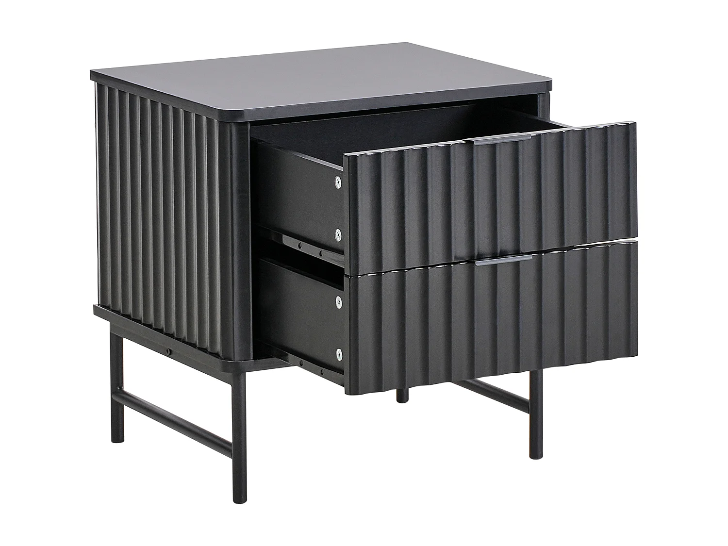 Comodino 2 cassetti GLASTONBURY Nero