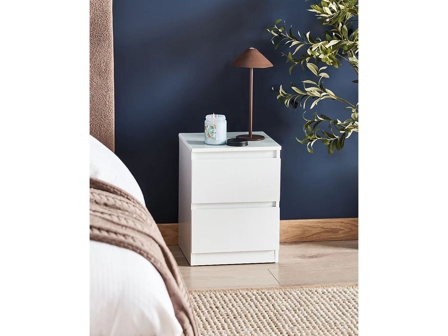 Table de nuit à 2 tiroirs WINNIPEG Blanc