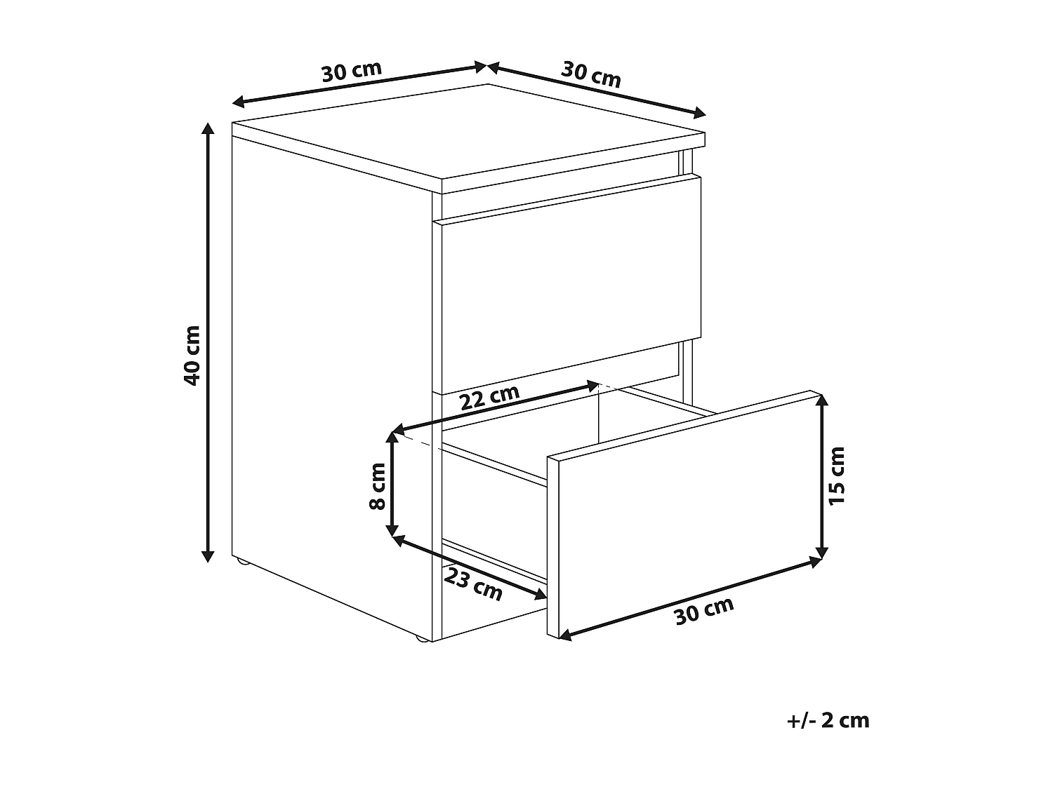 Nachttisch mit 2 Schubladen WINNIPEG Weiss