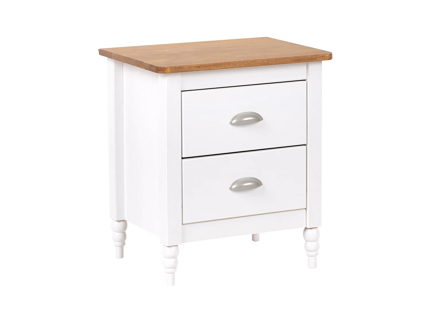 Table de nuit à 2 tiroirs SHILLINGTON Bois de pin Marron/blanc