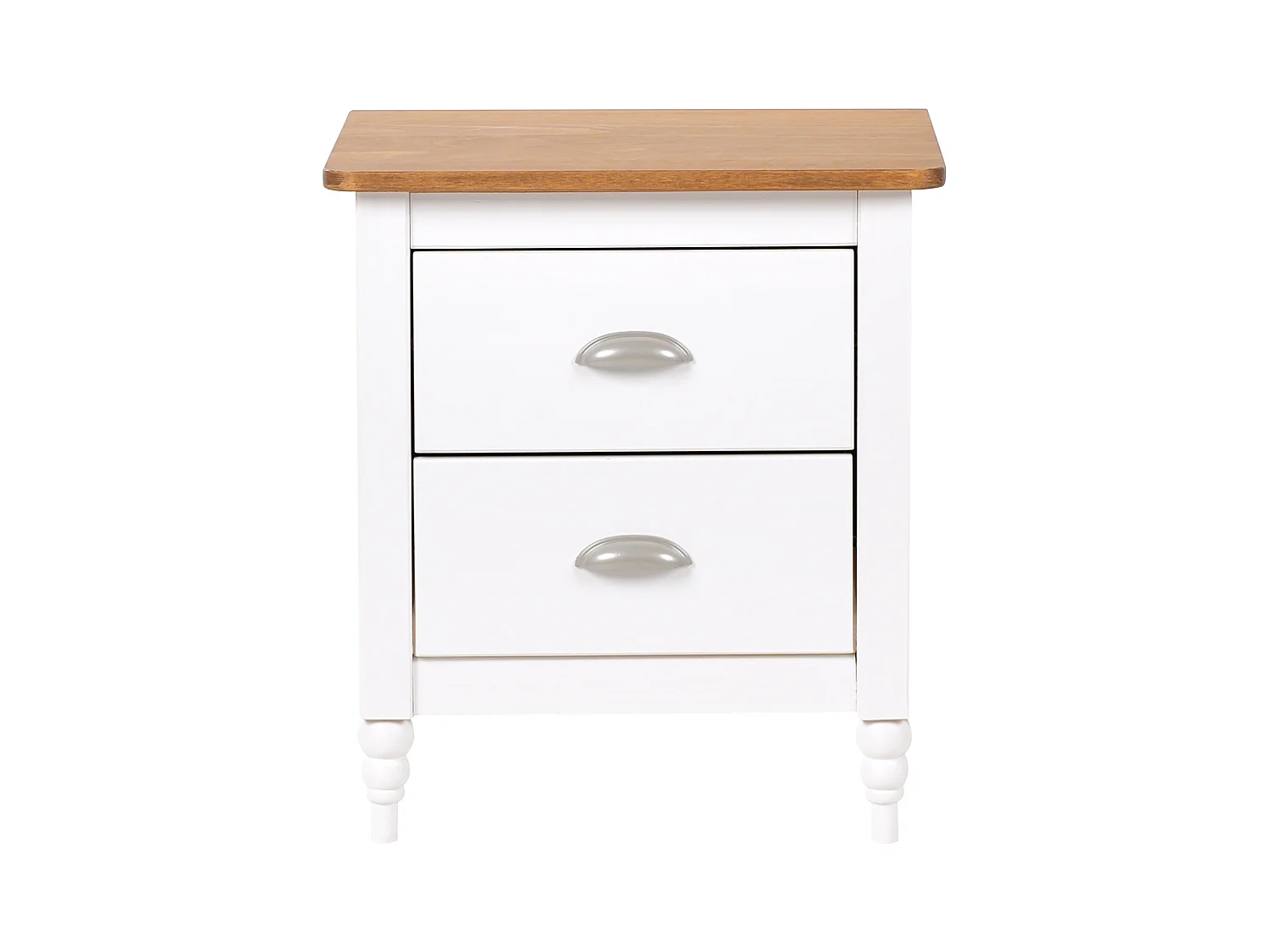 Table de nuit à 2 tiroirs SHILLINGTON Bois de pin Marron/blanc