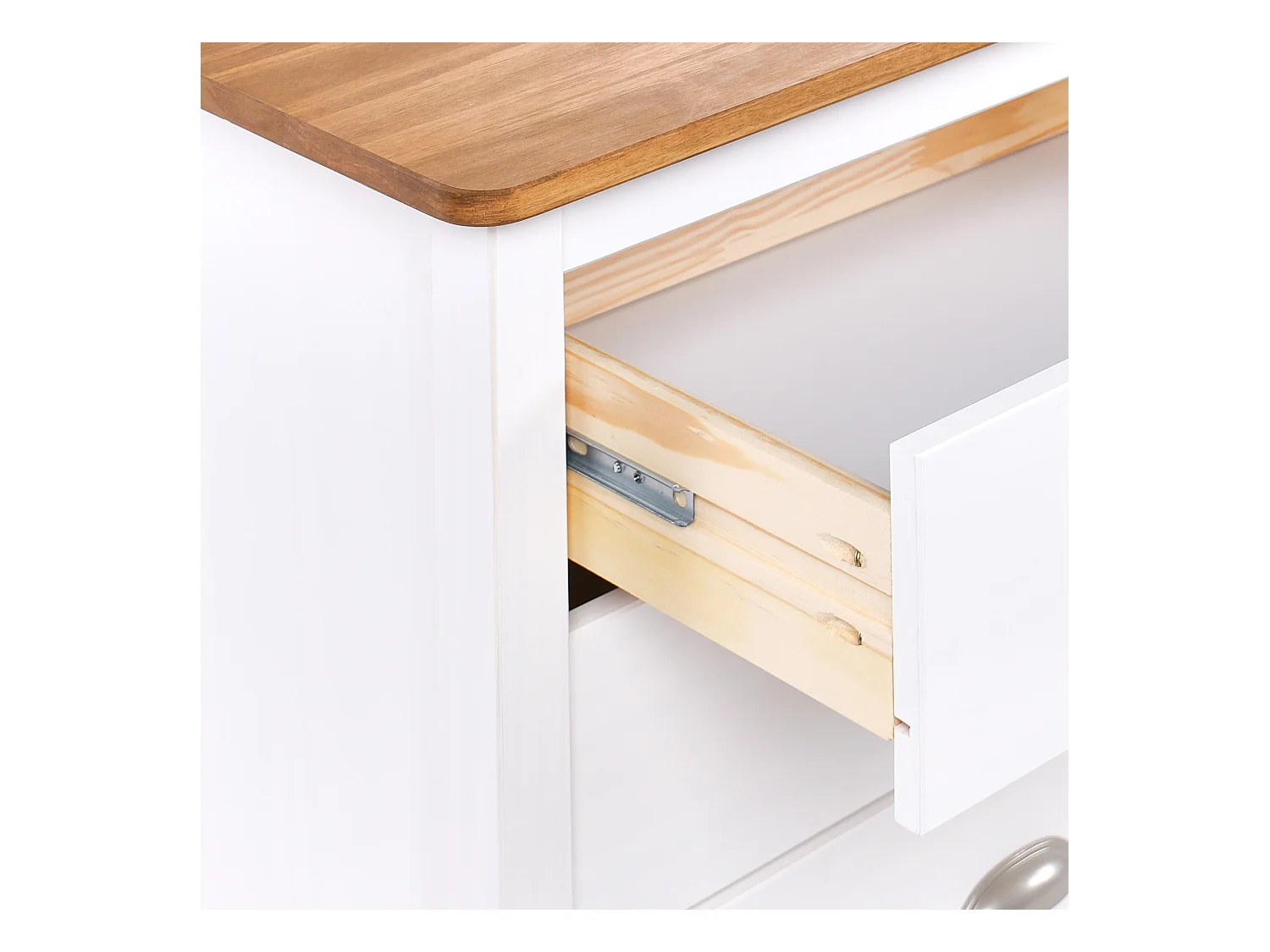 Table de nuit à 2 tiroirs SHILLINGTON Bois de pin Marron/blanc