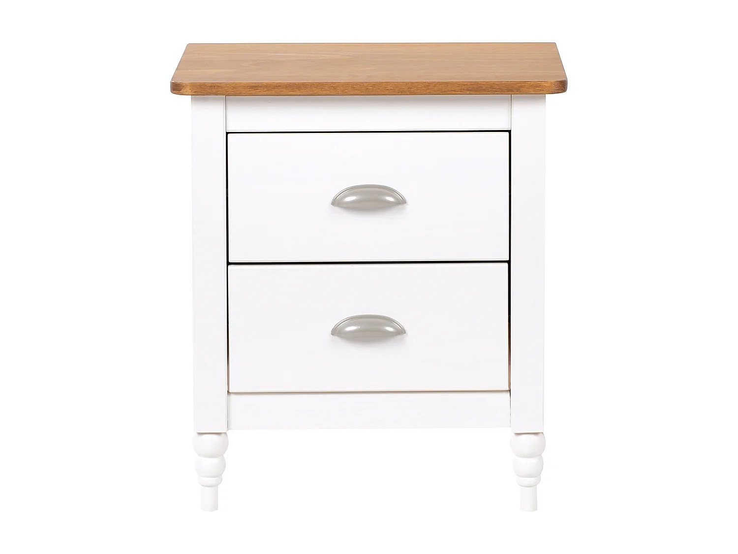 Nachttisch Kiefernholz weiß/hellbraun mit 2 Schubladen Nachtschrank Shillington