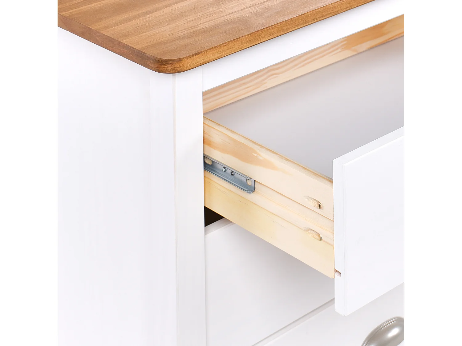 Nachttisch Kiefernholz weiß/hellbraun mit 2 Schubladen Nachtschrank Shillington