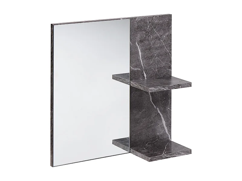Miroir mural avec étagère PELOTAS 45 cm 45 cm Marbre/noir