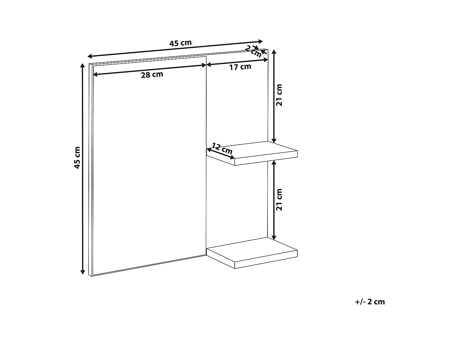 Miroir mural avec étagère PELOTAS 45 cm 45 cm Marbre/noir
