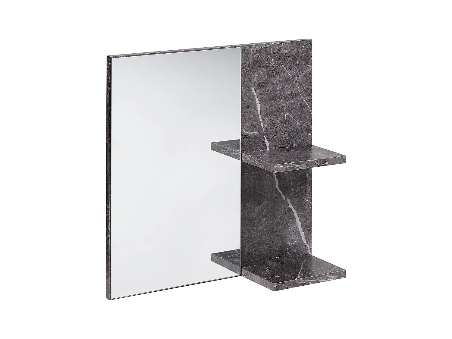 Miroir mural avec étagère PELOTAS 45 cm 45 cm Marbre/noir