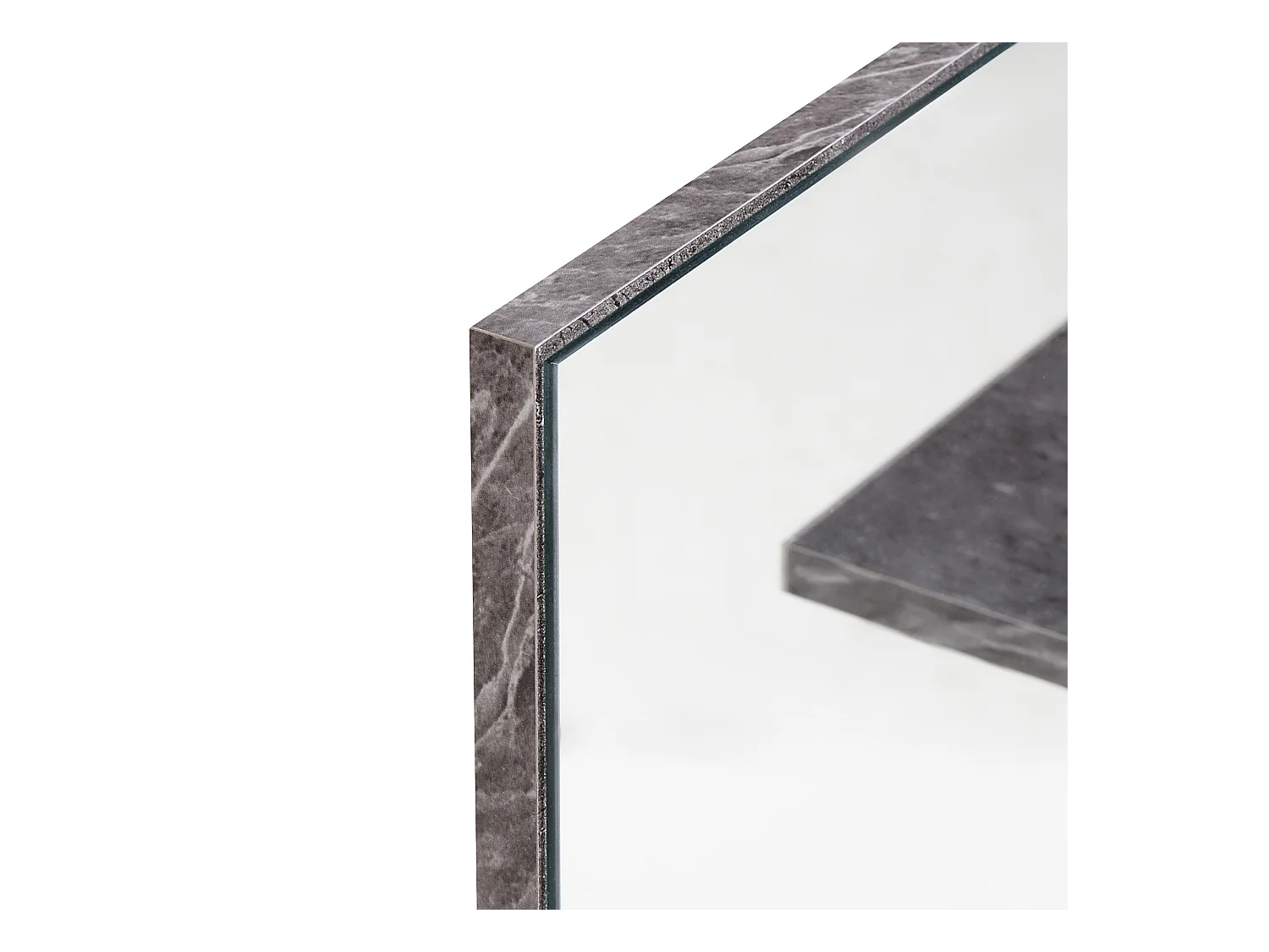 Miroir mural avec étagère PELOTAS 45 cm 45 cm Marbre/noir