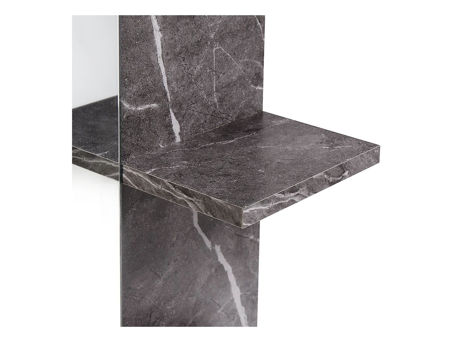 Miroir mural avec étagère PELOTAS 45 cm 45 cm Marbre/noir