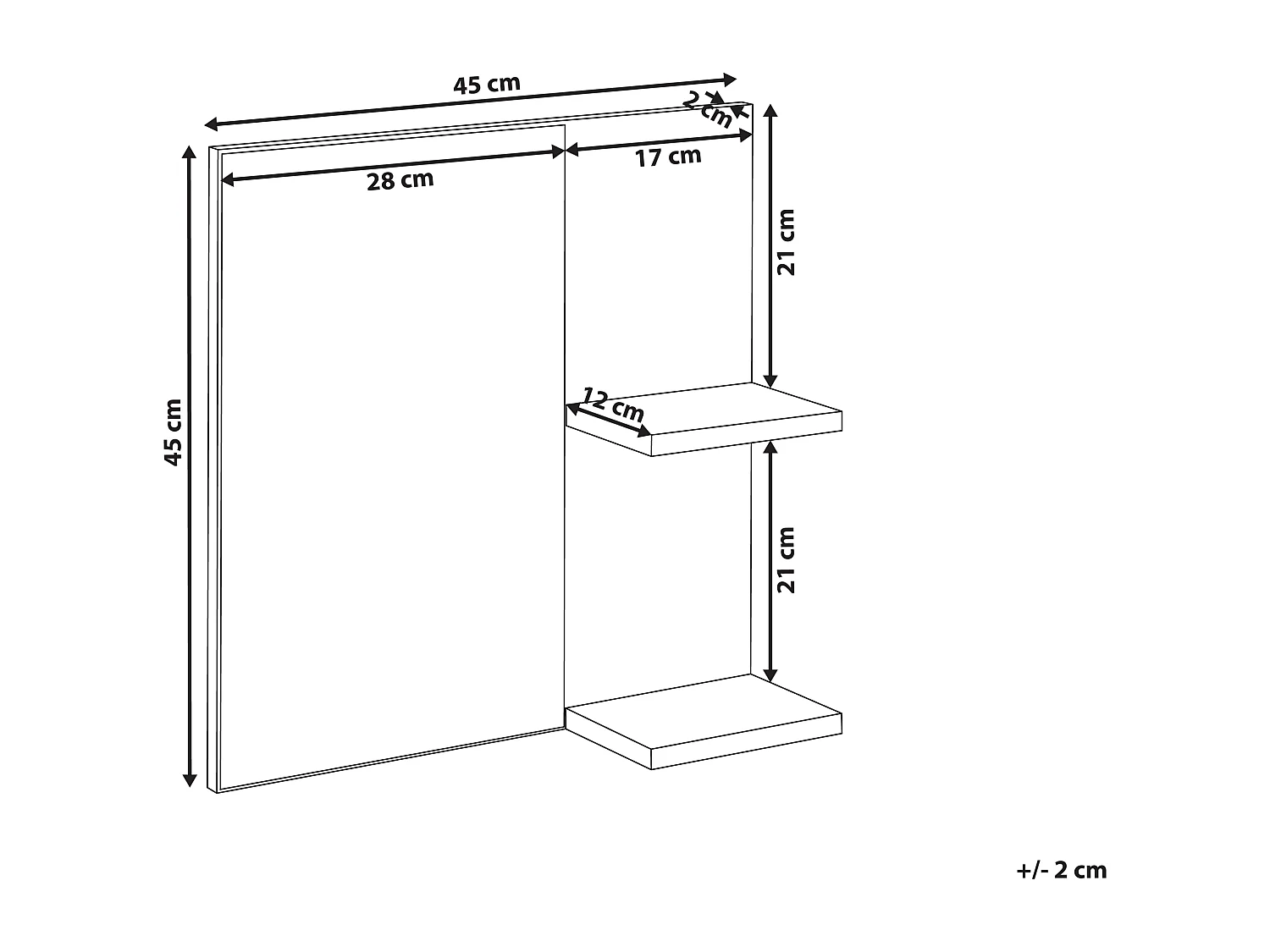 Miroir mural avec étagère PELOTAS 45 cm 45 cm Marbre/noir