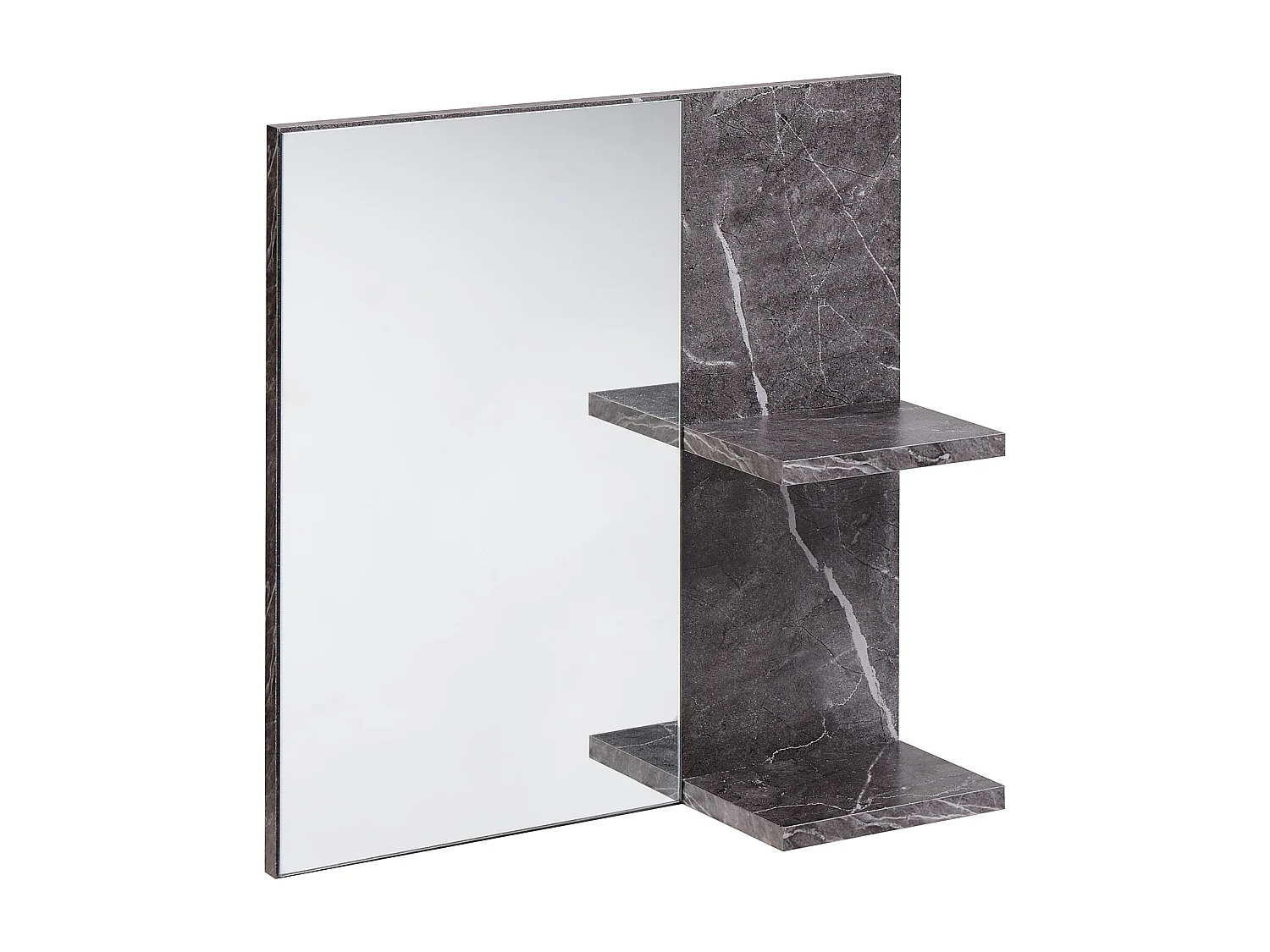 Miroir mural avec étagère PELOTAS 45 cm 45 cm Marbre/noir