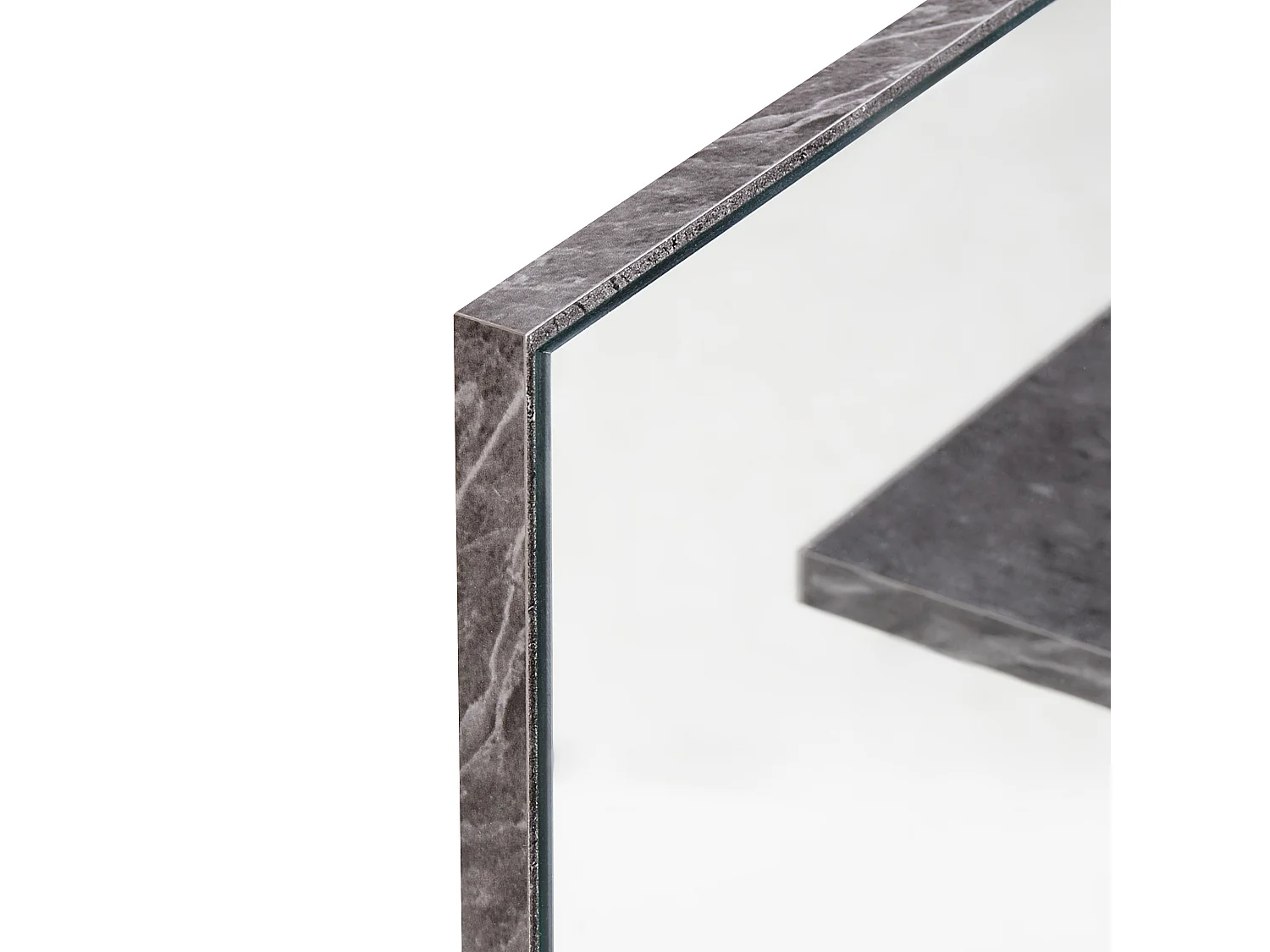 Miroir mural avec étagère PELOTAS 45 cm 45 cm Marbre/noir