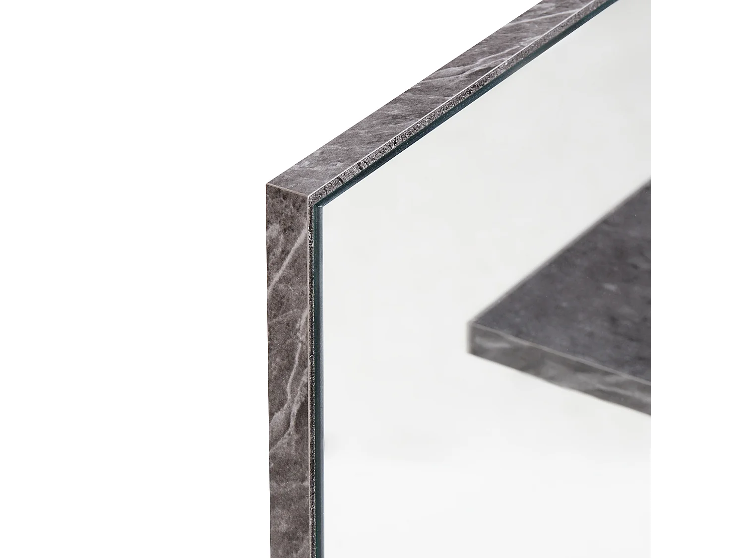 Wandspiegel mit Ablage PELOTAS 45 cm 45 cm Marmor Optik / Schwarz Schwarz