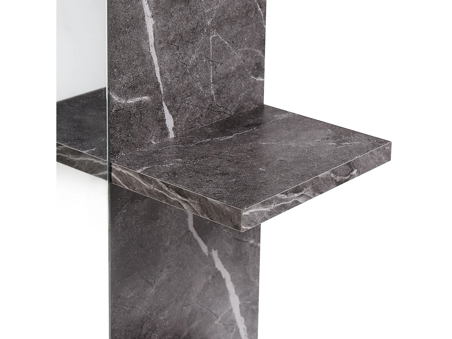 Wandspiegel mit Ablage PELOTAS 45 cm 45 cm Marmor Optik / Schwarz Schwarz