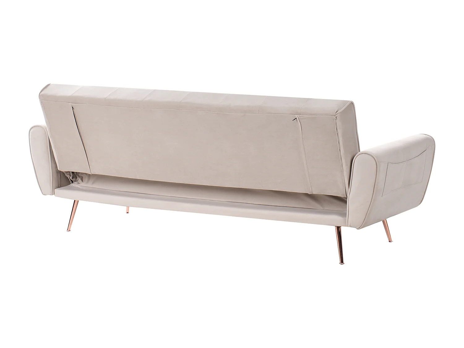 Sofa rozkładana SELNES Welur Jasnobeżowy dla 3 osób