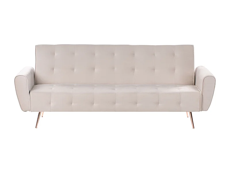 Sofa rozkładana SELNES Welur Jasnobeżowy dla 3 osób