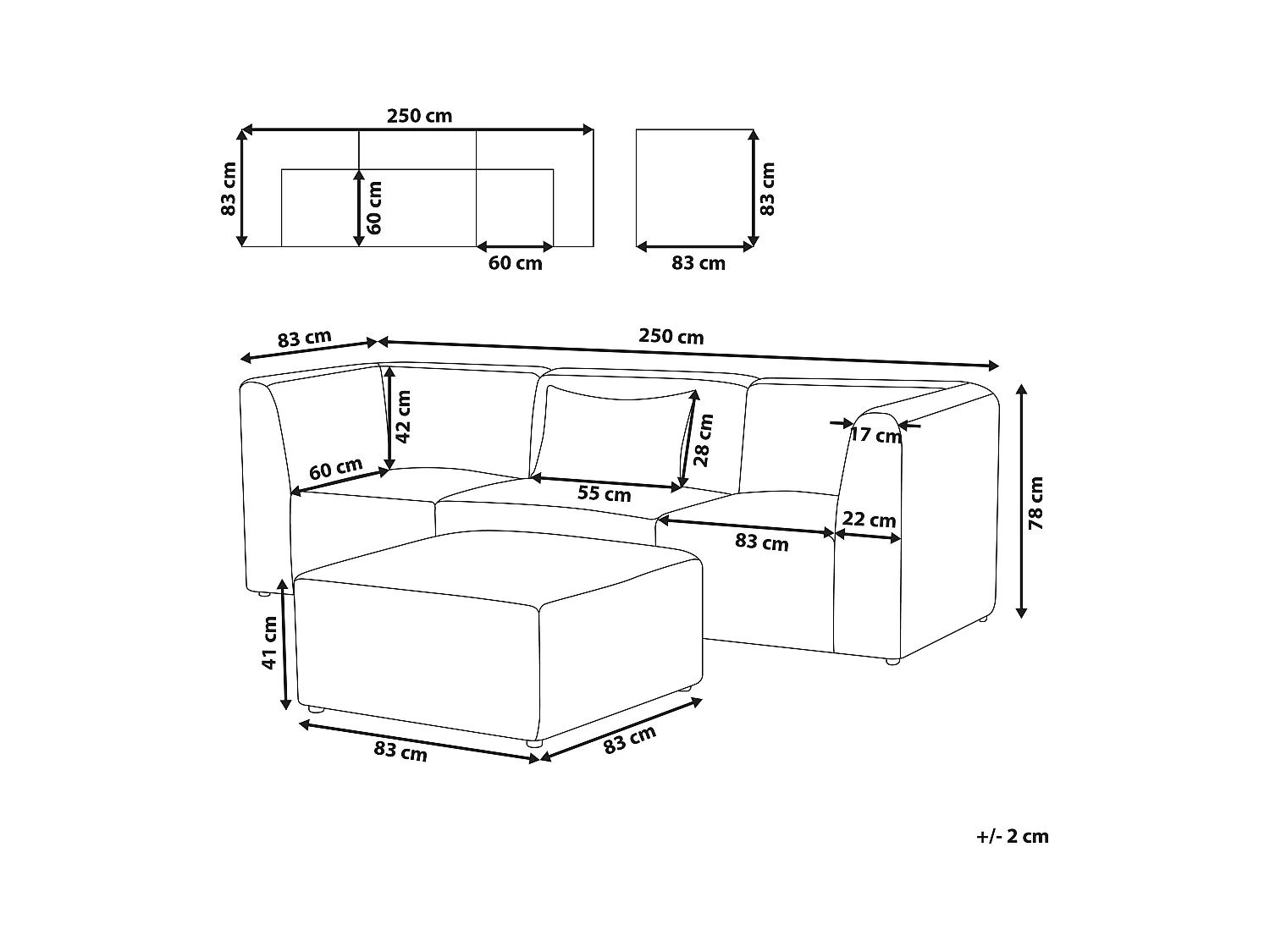 Canapé modulable 3 places LEMVIG Velours côtelé Beige clair avec ottoman