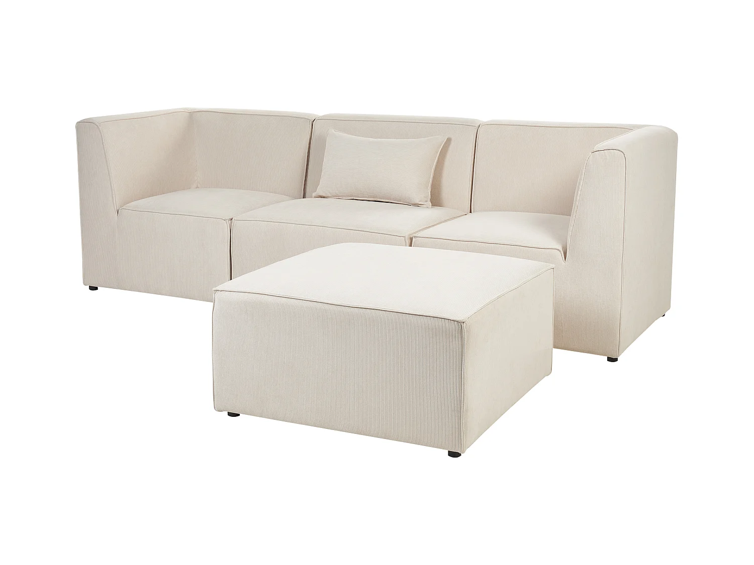 Canapé modulable 3 places LEMVIG Velours côtelé Beige clair avec ottoman