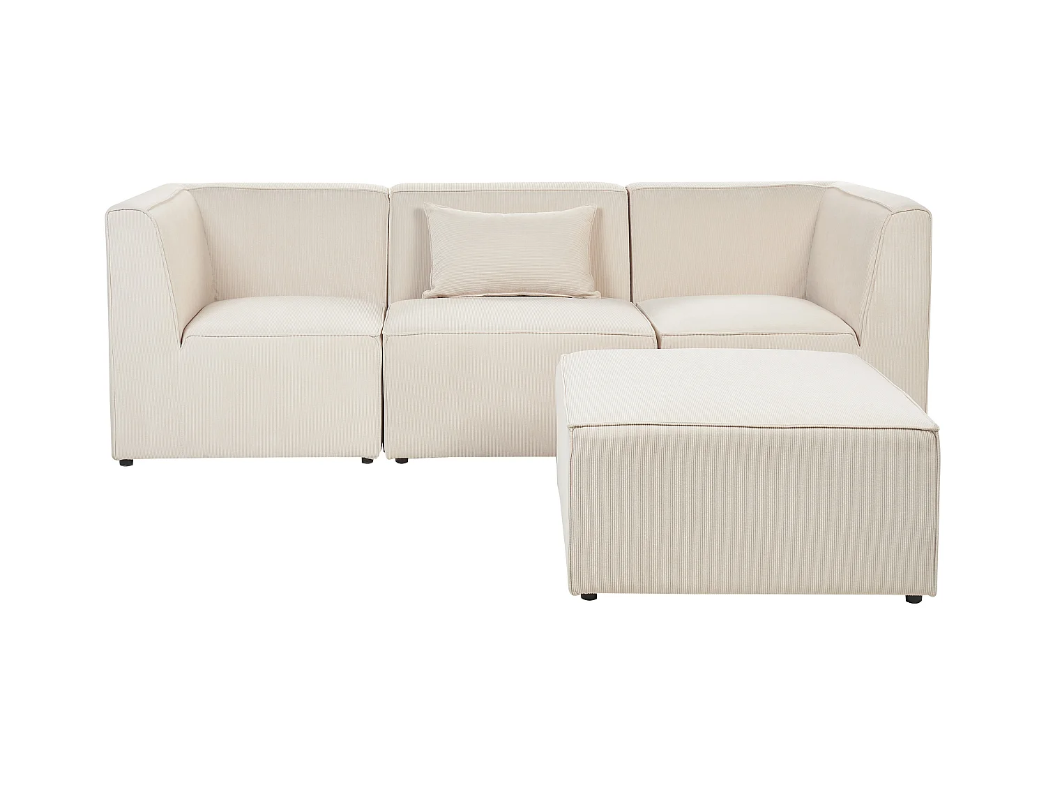 Canapé modulable 3 places LEMVIG Velours côtelé Beige clair avec ottoman