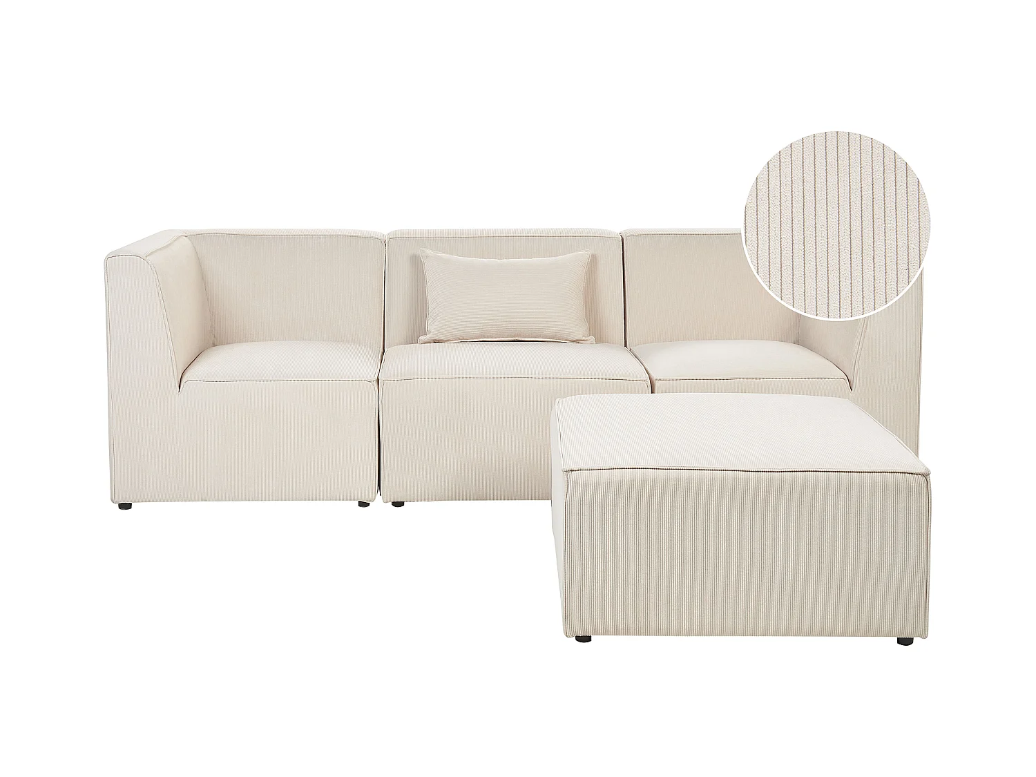 Canapé modulable 3 places LEMVIG Velours côtelé Beige clair avec ottoman