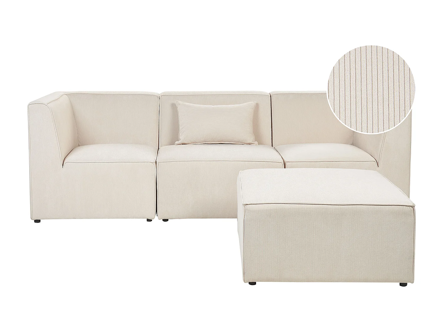 Canapé modulable 3 places LEMVIG Velours côtelé Beige clair avec ottoman