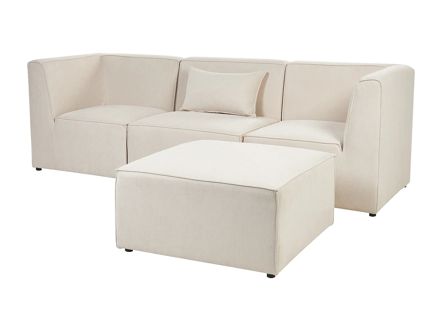 Canapé modulable 3 places LEMVIG Velours côtelé Beige clair avec ottoman