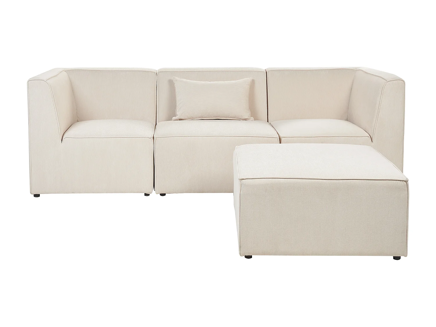 Canapé modulable 3 places LEMVIG Velours côtelé Beige clair avec ottoman
