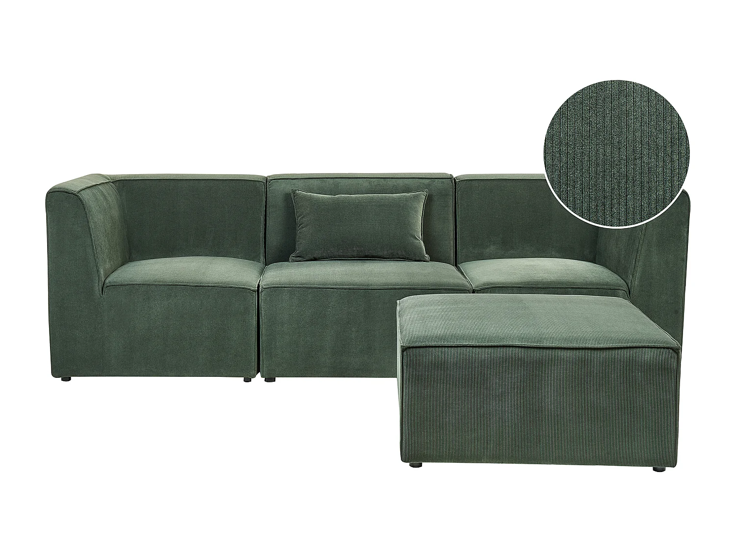 Canapé modulable 3 places LEMVIG Velours côtelé Vert foncé avec ottoman