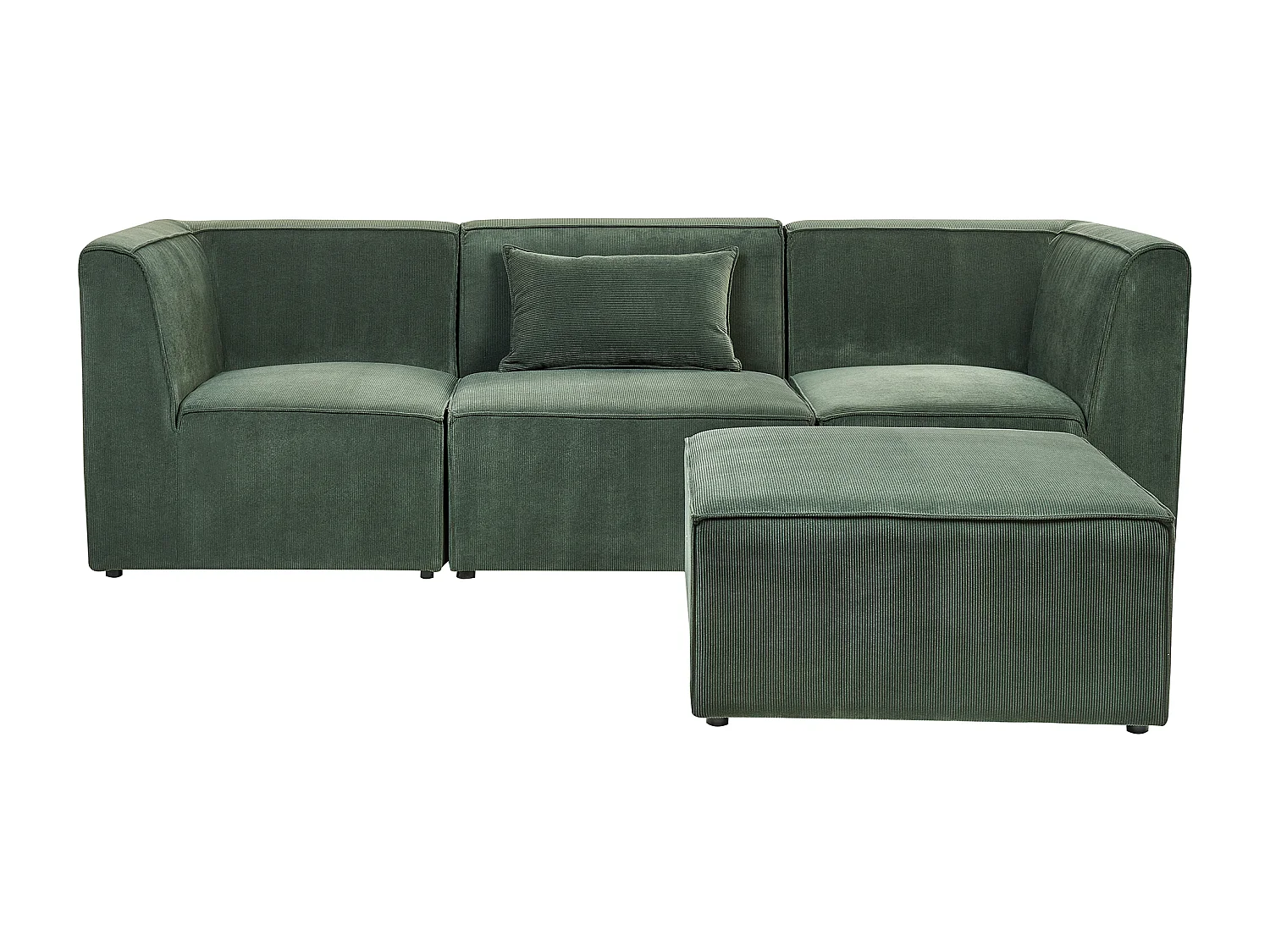 Canapé modulable 3 places LEMVIG Velours côtelé Vert foncé avec ottoman