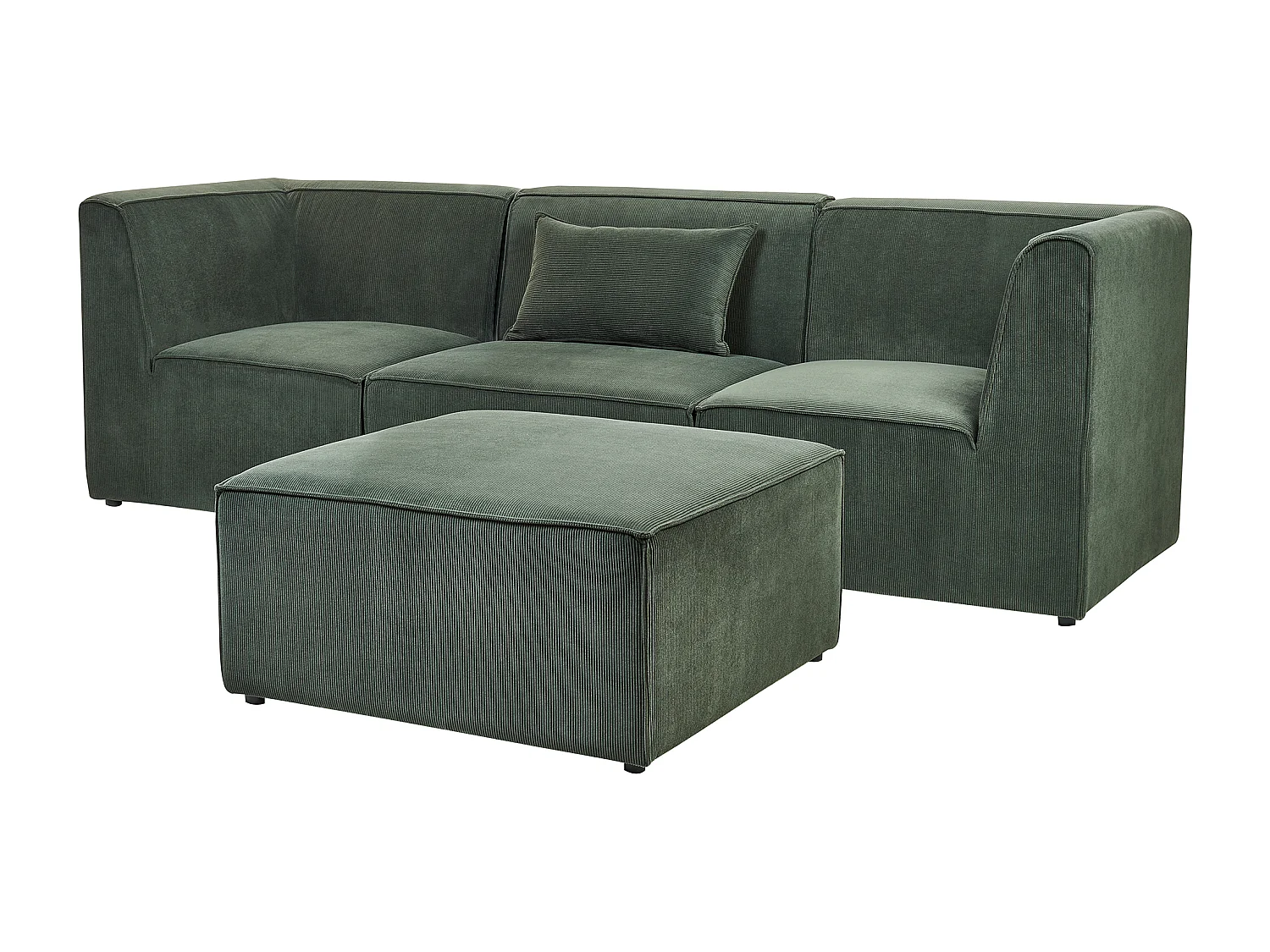 Canapé modulable 3 places LEMVIG Velours côtelé Vert foncé avec ottoman