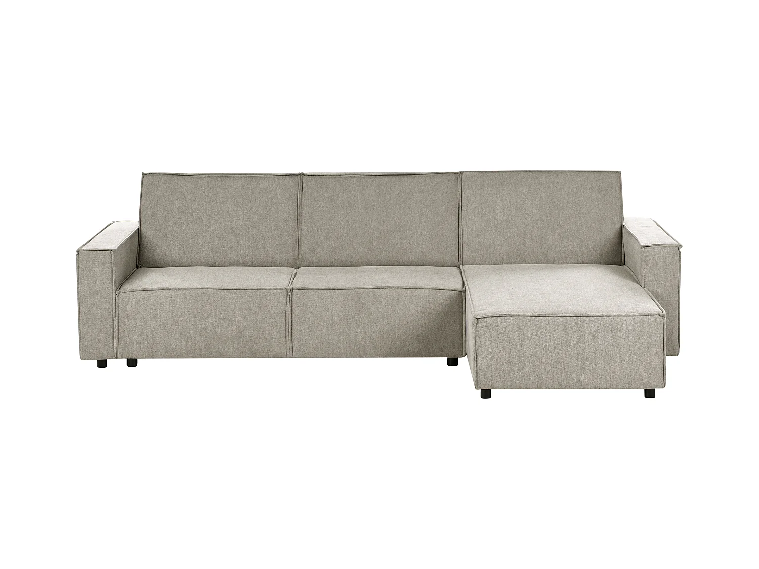 Canapé-lit d'Angle à droite en Tissu 3 Places Rembourré en Forme de L Beige Romedal II