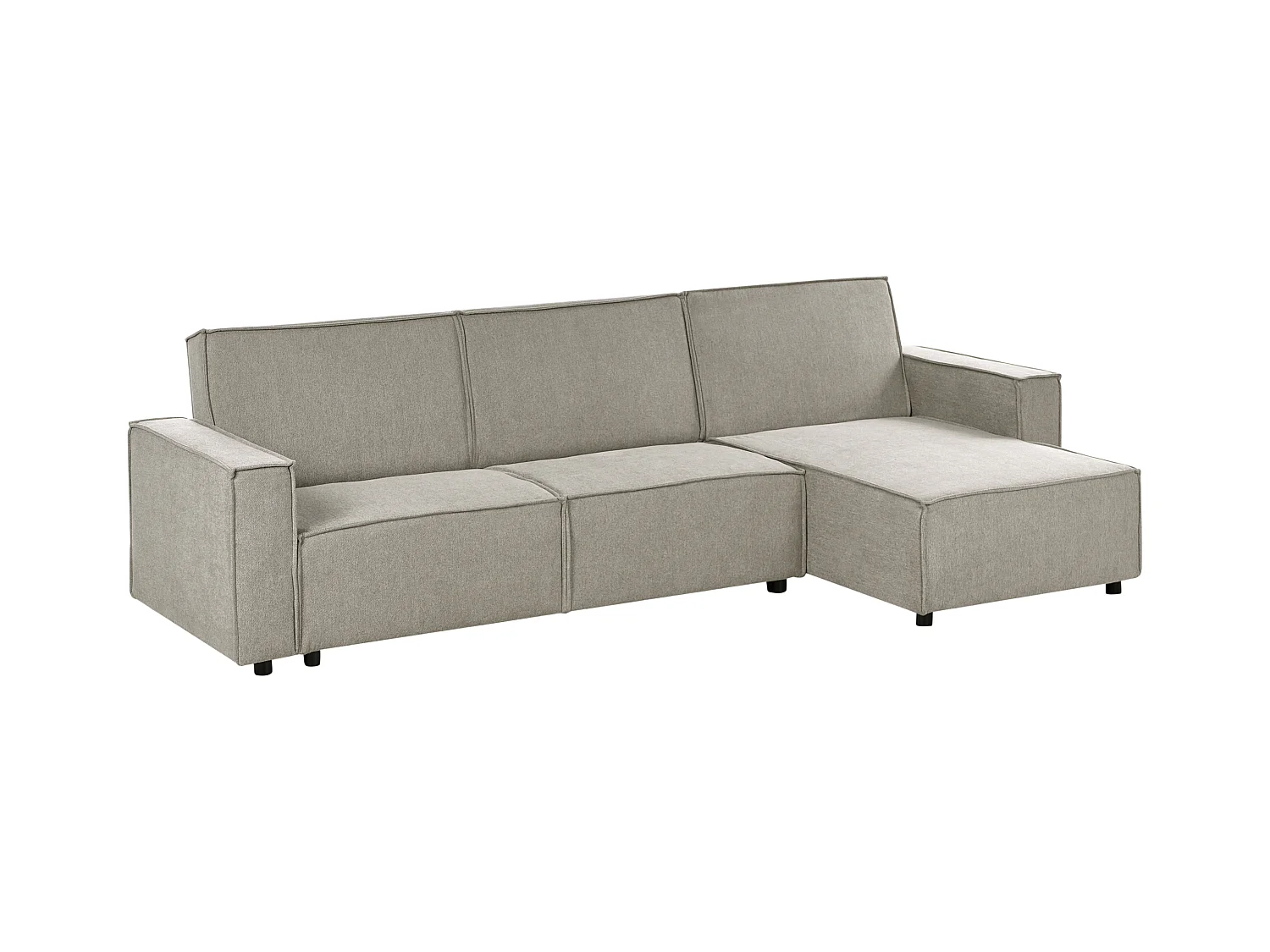 Canapé-lit d'Angle à droite en Tissu 3 Places Rembourré en Forme de L Beige Romedal II