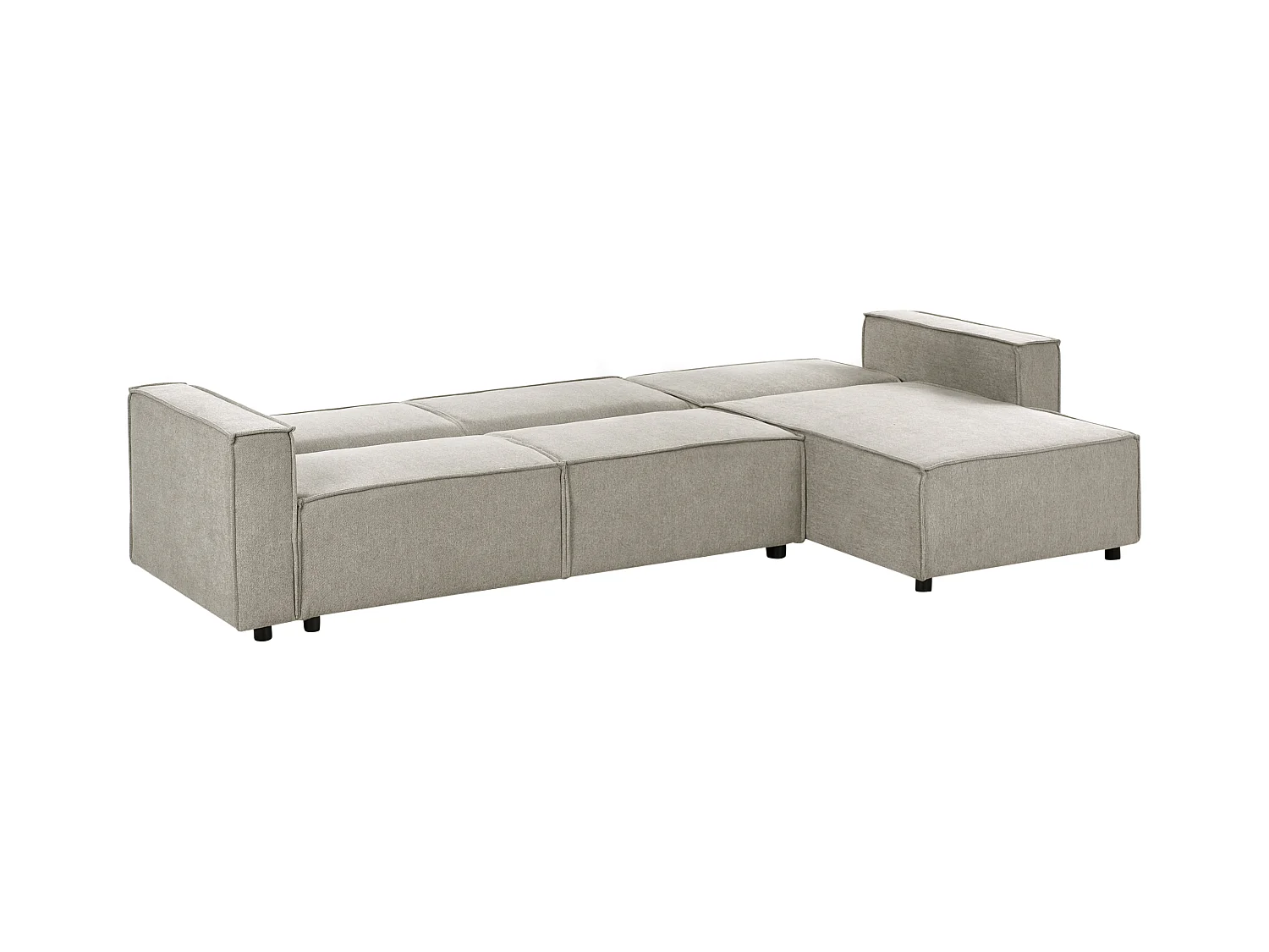 Canapé-lit d'Angle à droite en Tissu 3 Places Rembourré en Forme de L Beige Romedal II