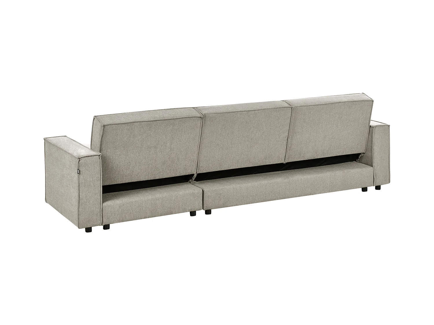 Canapé-lit d'Angle à droite en Tissu 3 Places Rembourré en Forme de L Beige Romedal II