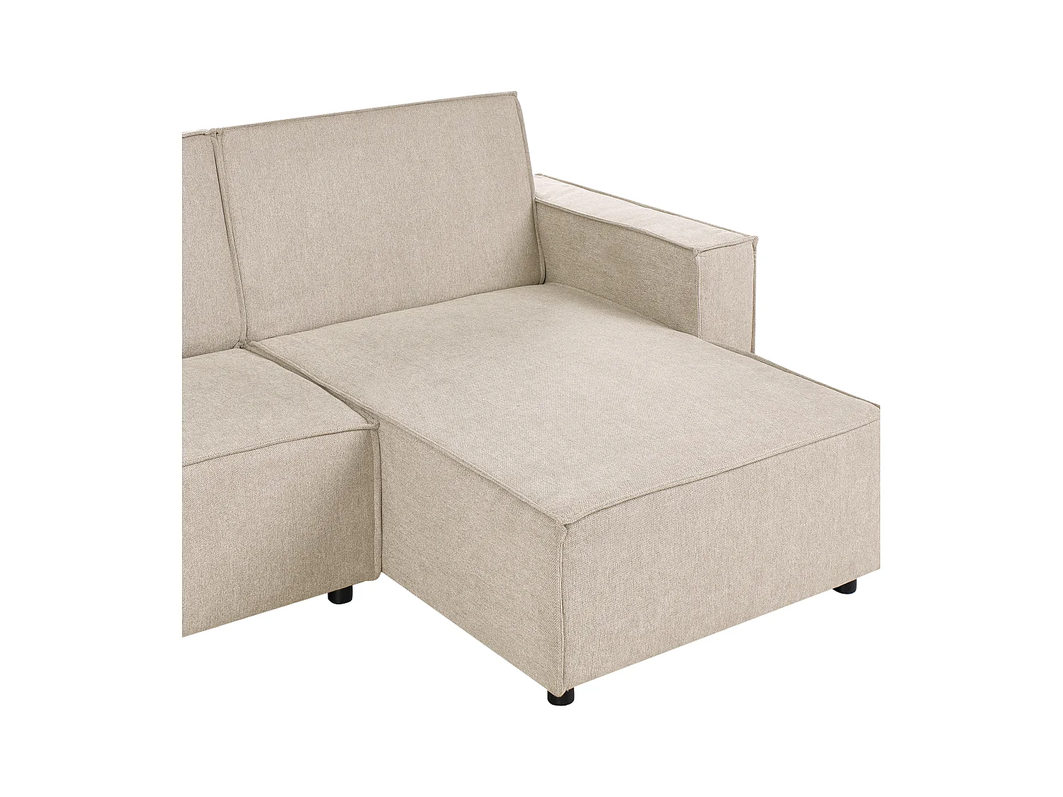 Canapé-lit d'Angle à droite en Tissu 3 Places Rembourré en Forme de L Beige Romedal II