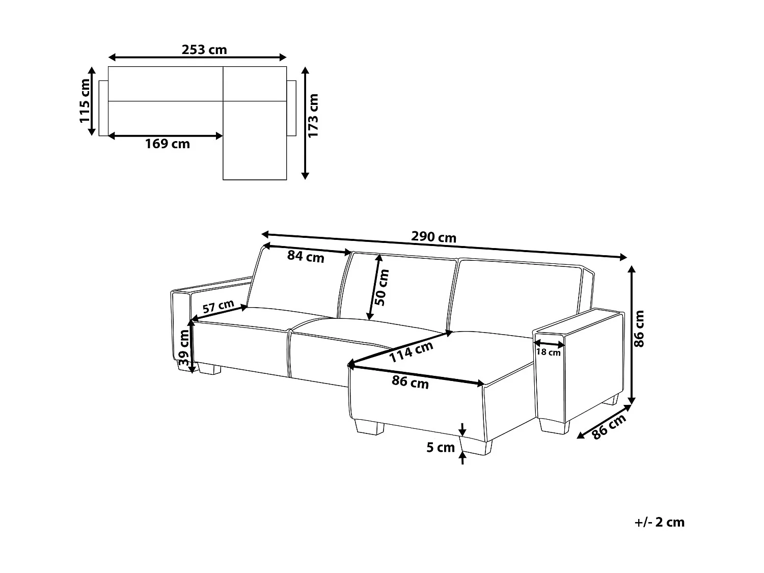 3-Sitzer Ecksofa links L-förmig Stoff beige mit Schlaffunktion Romedal II