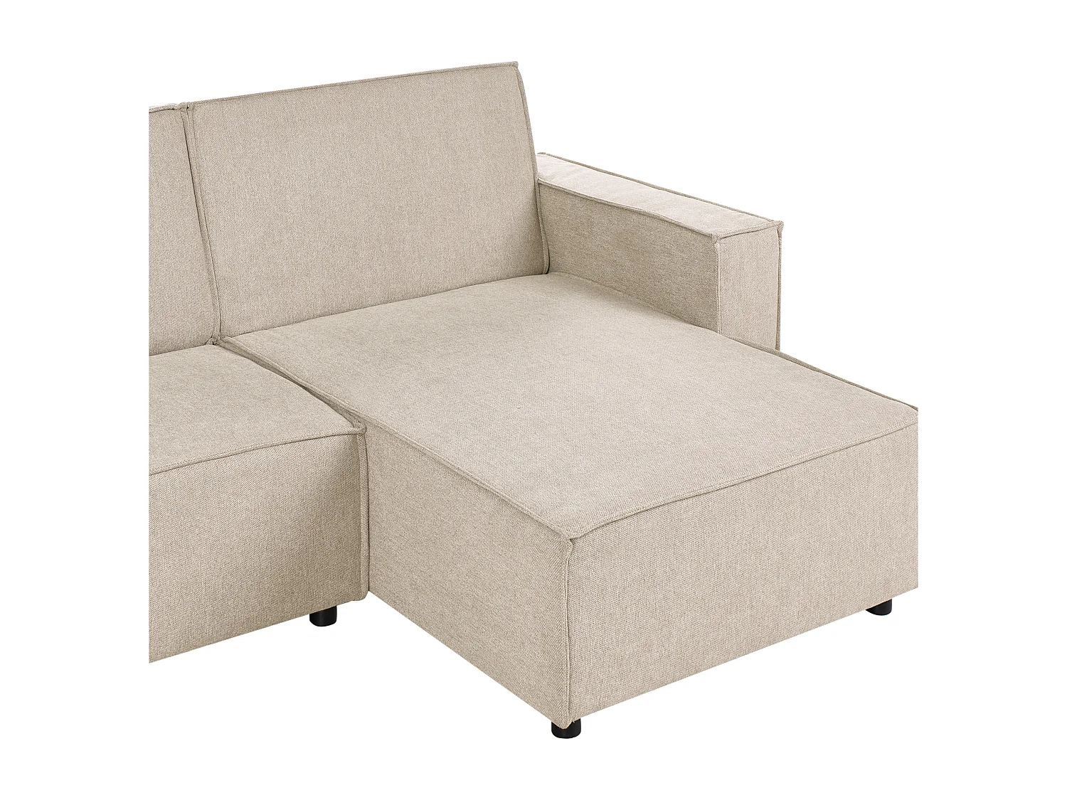 Canapé-lit d'Angle à Gauche en Tissu 3 Places Rembourré en Forme de L Beige Romedal II