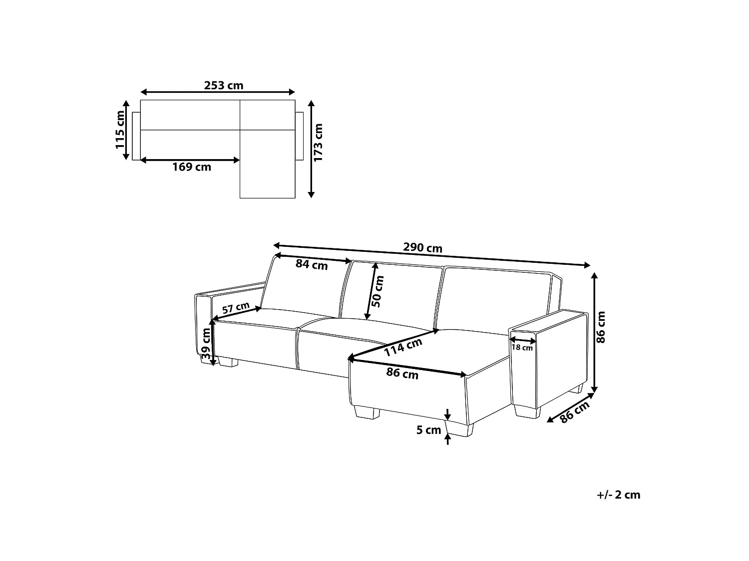 3-Sitzer Ecksofa rechts L-förmig Stoff graphitgrau mit Schlaffunktion Romedal II